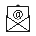 Sähköpostimarkkinointi - ikoni jossa kirjeestä tulee @ merkki