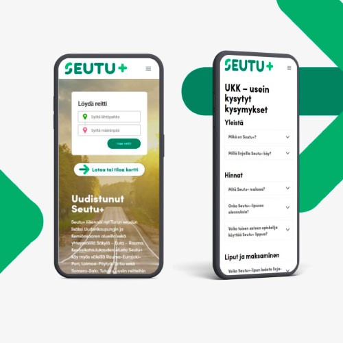 Seutuplus verkkosivut mobiilinäkymä